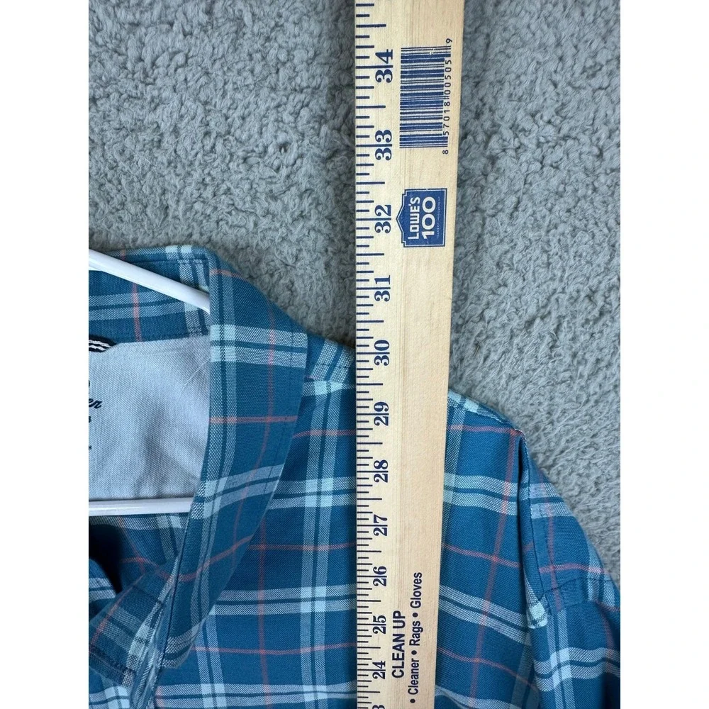 Izod Saltwater Shirt Men's Large Plaid Newport Oxford Stretch Relaxed Stretch